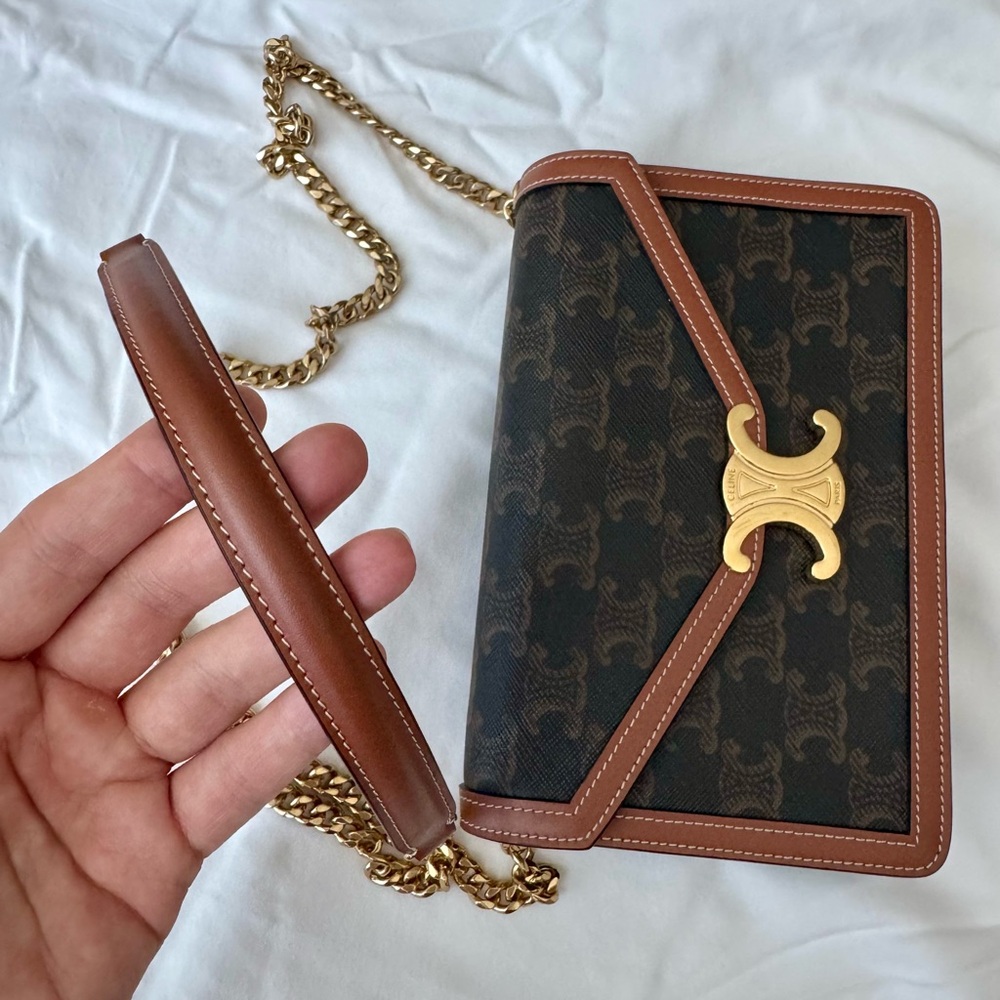 WALLET ON CHAIN MARGO IN TRIOMPHE CANVAS AND CALFSKIN AUTHENTIC - Picture 13 of 13